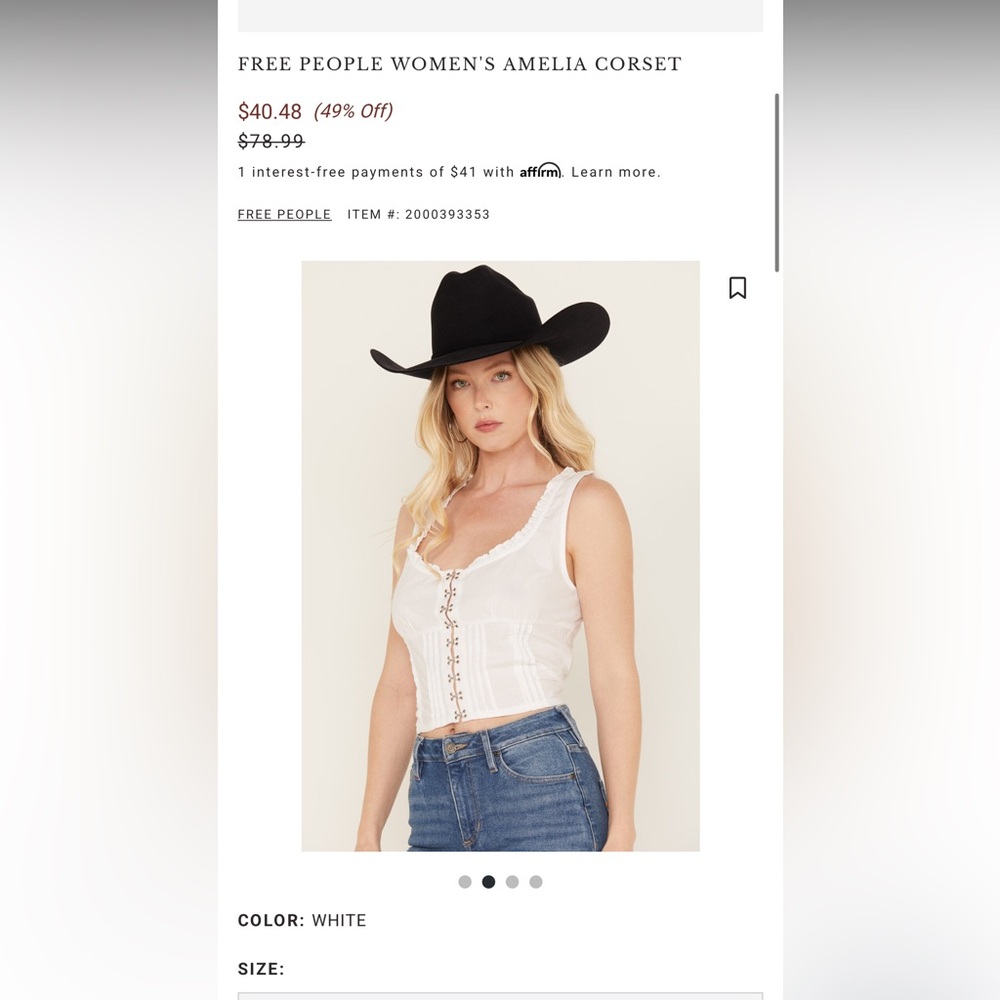 FREE PEOPLE White Lace-Up Corset Top